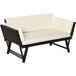 Polyrotin Canapé de jardin, 2 places, Meubles de jardin, Canapé de salon, Banc de jardin, Fauteuil de jardin, Pliable, Accoudoirs en acier, Marron, 129 x 63 x 67 cm
