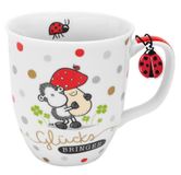 Sheepworld 70096 Mok met geluksbrenger, porseleinen mok met Duits gezegde, 40 cl, cadeau, geluksbrenger, Nieuwjaar