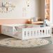 Pangivo Lit Plateforme Enfant 140x200 Cm Avec Barrière De Sécurité En Bois Massif Et Mdf Blanc