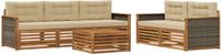 vidaXL Acacia Hout Bank Loungeset 5-zits Natuurlijk en Beige