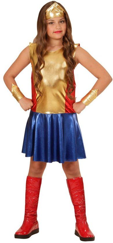 Widmann Wonderwoman Kostuum Superheldin Wonder Girl Meisje Maat 128 Carnaval kostuum Verkleedkleding