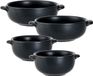 Billiet - Vanlaere Set van 4x stuks tapas/amuse/snack schaaltjes zwart van porselein 10 en 13 cm rond