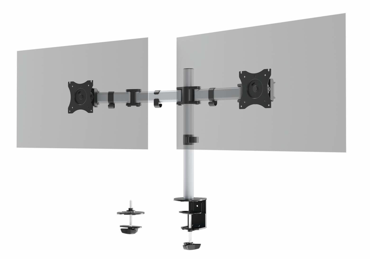 Durable SELECT Monitor Arm - Dual Monitor Mount - Silver - Up to 27" - Height Adjustable