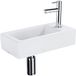 QeramiQ Fuente Fonteinset - 37.5x18.5x9cm - keramiek - kraangat rechts - fonteinkraan chroom - afvoerplug - verlaagd sifon - Mat wit
