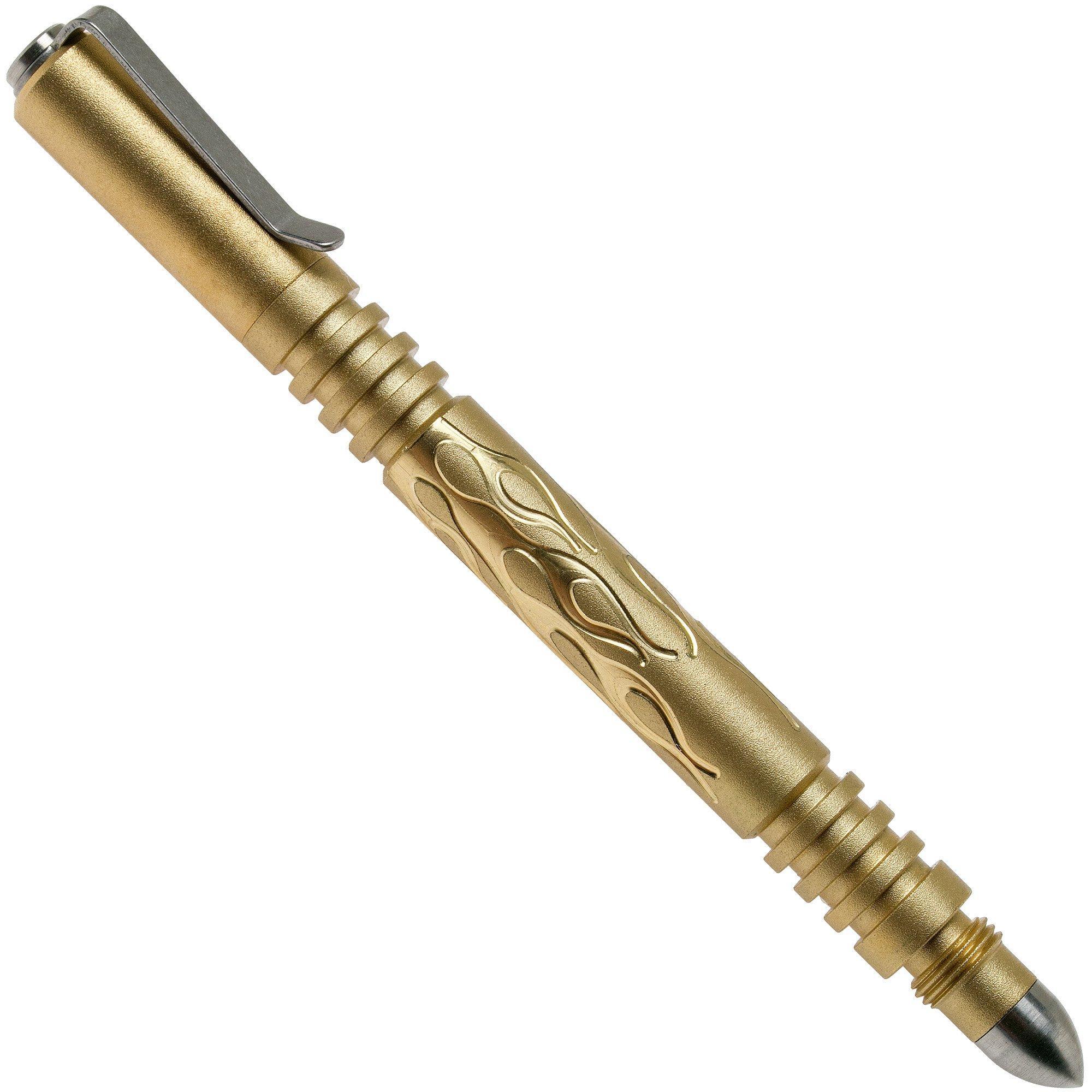Rick Hinderer Rick Hinderer Investigator Pen Flames Brass/Messing, beadblasted, tactische pen