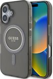 GUESS, Hoesje geschikt voor iPhone 16 - MagSafe met Glitter Cirkel, Zwart