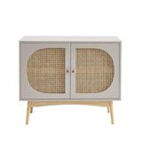 BAÏTA Dressoir SIXTINE parelgrijs en rotan riet, 90 cm