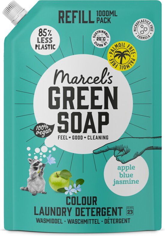Marcel's Green Soap Wasmiddel Kleur Navul Perzik & Jasmijn 1 liter - 23 Wasbeurten