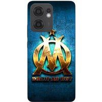 Oppo Coque Pour Oppo Reno 13F OM dorée brilant droit au but fond bleu