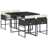 vidaXL 5-delige tuinset met kussens, polyrattan, zwart
