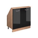 Vicco Rion Kast voor schuine wand – met 2 deuren Eiken hoogglans zwart/goud
