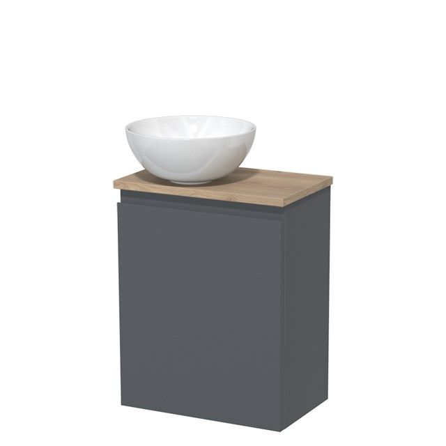 Maxaro Modulo Toiletmeubel 41 cm - Donkergrijs - Lichtbruin Eiken