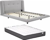 Vente-unique Cadre de lit tissu gris clair 160 x 200 cm