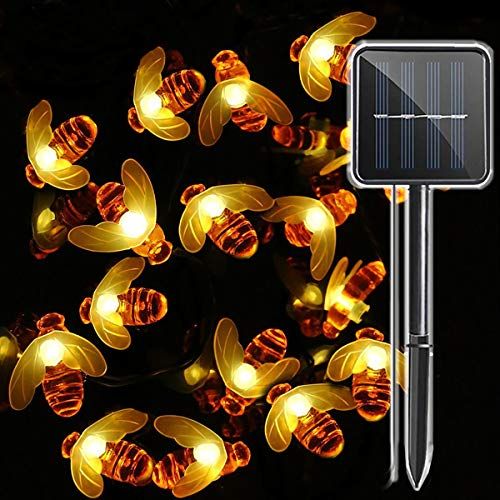 DIWUJI Honingbijen buitenverlichting op zonne-energie, 30 leds, warmwit