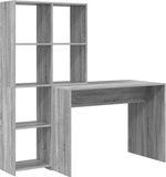 vidaXL Bureau met plank Grijs Sonoma 138,5 x 55 x 143 cm Bewerkt hout