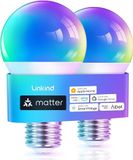 Linkind Matter Smart RGBTW Lamp, E27 Smart Bulb, 9W, 806lm, Muziek Sync, Werkt met Apple Home/Siri/Google Home/Alexa/SmartThings, 2 Pack