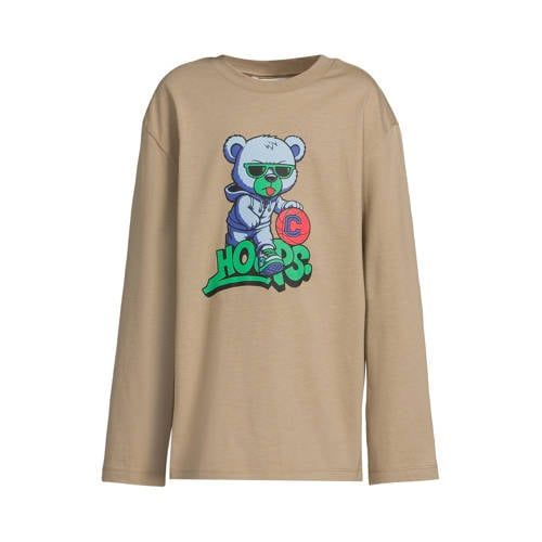Coolcat oversized longsleeve met beer printopdruk Corey donkerzand