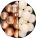Kaemingk B.V. Boules de Noël en plastique 6 cm - 24x pièces - marron et blanc laine