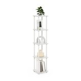 Furinno Turn-N-Tube 5-Tier Hoek Vierkante Rek Display Plank met Ronde Buis, Wit/Wit