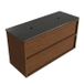Saniclass Holz Frame Badkamermeubelset - 120x45x63cm - Noche basalten wastafelblad gepolijst - 1 wasbak - zonder kraangat - 2 lades - mat walnut pure (hout) SW1578610/SW728238