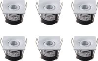 BES LED Veranda Spot Verlichting 6 Pack - Inbouw Vierkant 1W - Natuurlijk Wit 4200K - Mat Wit Aluminium - 40mm