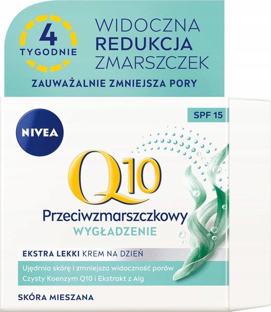 NIVEA Q10 PRZECIWZMARSZCZKOWY EKSTRA LEKKI KREM WYGŁADZAJĄCY DO SKÓRY MIESZANEJ NA DZIEŃ SPF 15 50ML
