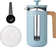 La Cafetière Pisa Cafetière - Borosilicaatglas - RVS - Houten Handvat - Hemelsblauw - 8 Kops - 1L