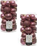 Decoris Kerstballen - 60 stuks - Oudroze - 4-5-6 cm - Kunststof