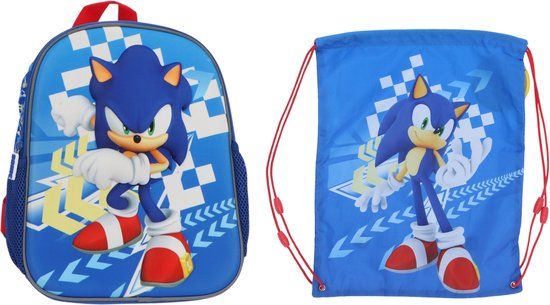 Sonic Rugzak en Gymtas Set Blauw Kinderen