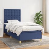 vidaXL Boxspring met matras stof blauw 80x200 cm