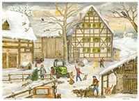 Richard Sellmer Verlag Postkarten-Adventskalender "Winter auf dem Bauernhof"