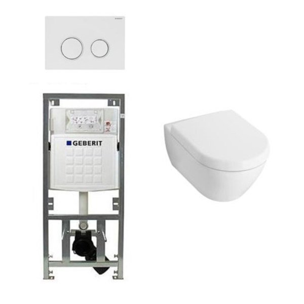 Villeroy & Boch Villeroy en Boch Subway 2.0 Compact met zitting toiletset met geberit inbouwreservoir en sigma20 drukplaat wit