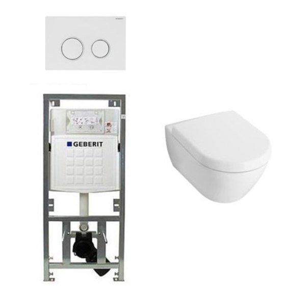 Villeroy & Boch Subway 2.0 Compact Toiletset met Geberit Inbouwreservoir en Sigma20 Drukplaat - Wit
