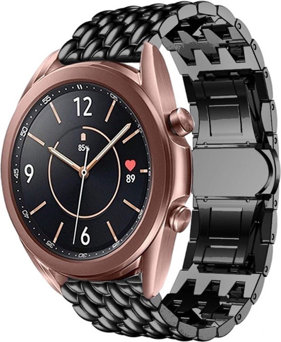 Strap-it Samsung Galaxy Watch 3 - 41mm stalen draak band - zwart