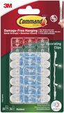 Command Decoratieclips voor buiten, met waterbestendige strips, 20 miniclips en 24 kleine plakstrips, transparant, hangende clips voor decoratie en lichtketting, schadevrij ophangen