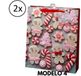 Gerimport Kerst cadeau tasje - 2x - 32 cm - peperkoek mannetje en vrouwtje - inpakken - kerstcadeaus