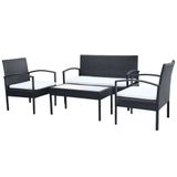 VidaXL 4-delige Loungeset met Kussens Poly Rattan Zwart