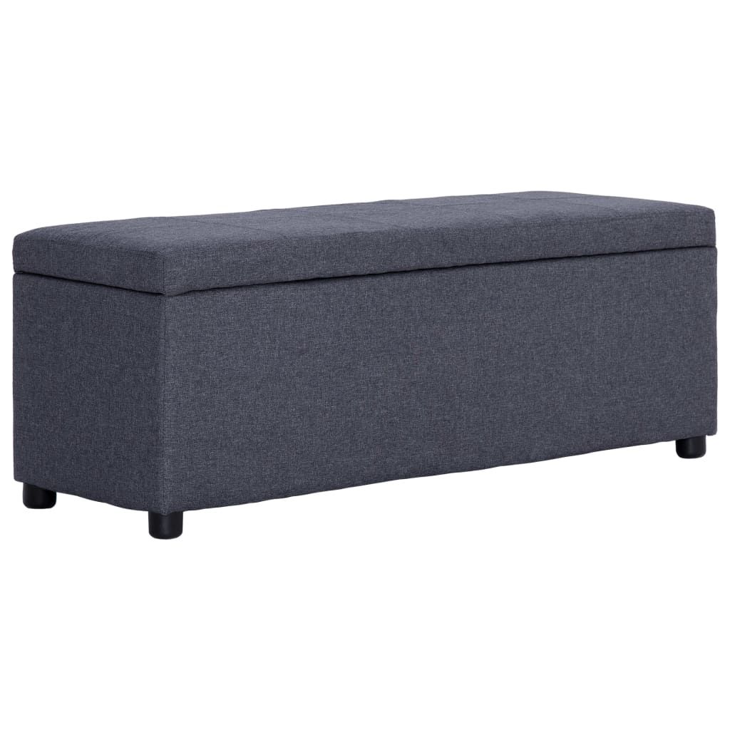 vidaXL Bankje met opbergvak 116 cm donkergrijs polyester