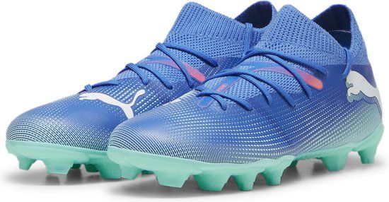 PUMA FUTURE 7 MATCH FG/AG Jr Voetbalschoenen - Bluemazing-PUMA White-Electric Peppermint - Maat 35