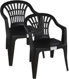 Gerimport Stoel voor buiten/binnen - 4x - tuinstoelen - zwart - 50 x 54 x 76 cm - stevig kunststof - Bijzet stoelen