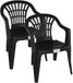 Gerimport Stoel voor buiten/binnen - 4x - tuinstoelen - zwart - 50 x 54 x 76 cm - stevig kunststof - Bijzet stoelen