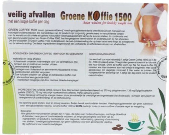 DeOnlineDrogist.nl Groene Koffie 1500 - 14 stuks - Voedingssupplement - 210 g