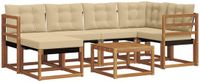 vidaXL Hoek loungeset 6 zitplaatsen Natuurlijk en beige Acacia hout Inclusief tafel