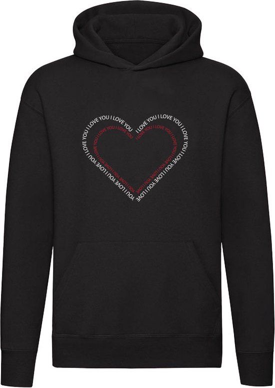 I Love You Hoodie - Zwart - Unisex - Maat S