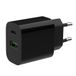 Gembird TA-UC-PDQC20-01-BK Chargeur rapide USB-C & USB-A 20W Noir
