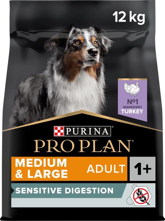 Pro Plan Graanvrij Medium & Large Adult Sensitive Digestion - Hondenvoer - Kalkoen - 12 kg