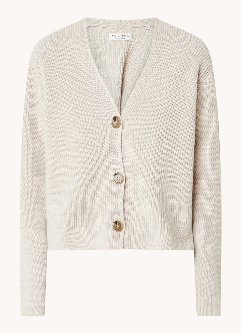 Marc O'Polo Ribbed Cardigan in Organic Cotton with V-Neck