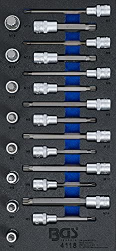 BGS 4118 | Werkplaatswageninleg 1/3: bit-inzetset | interne veeltand (voor XZN) | 22-delig