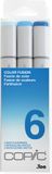 Copic Sketch Color Fusion 6 markeerstift 3 stuk(s) Beitel/penseelpunt Aquablauw, Blauw, Lichtblauw