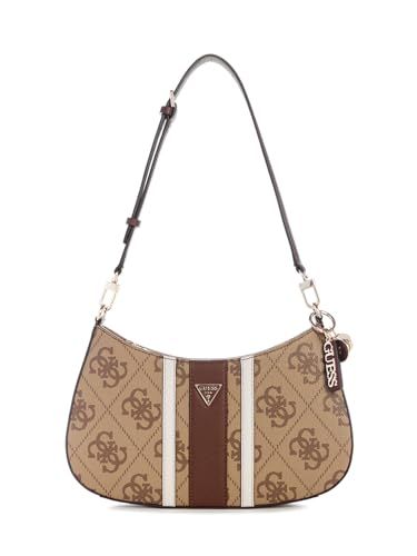 GUESS Noelle II Top Zip Shoulder Bag Latte Logo / Brown